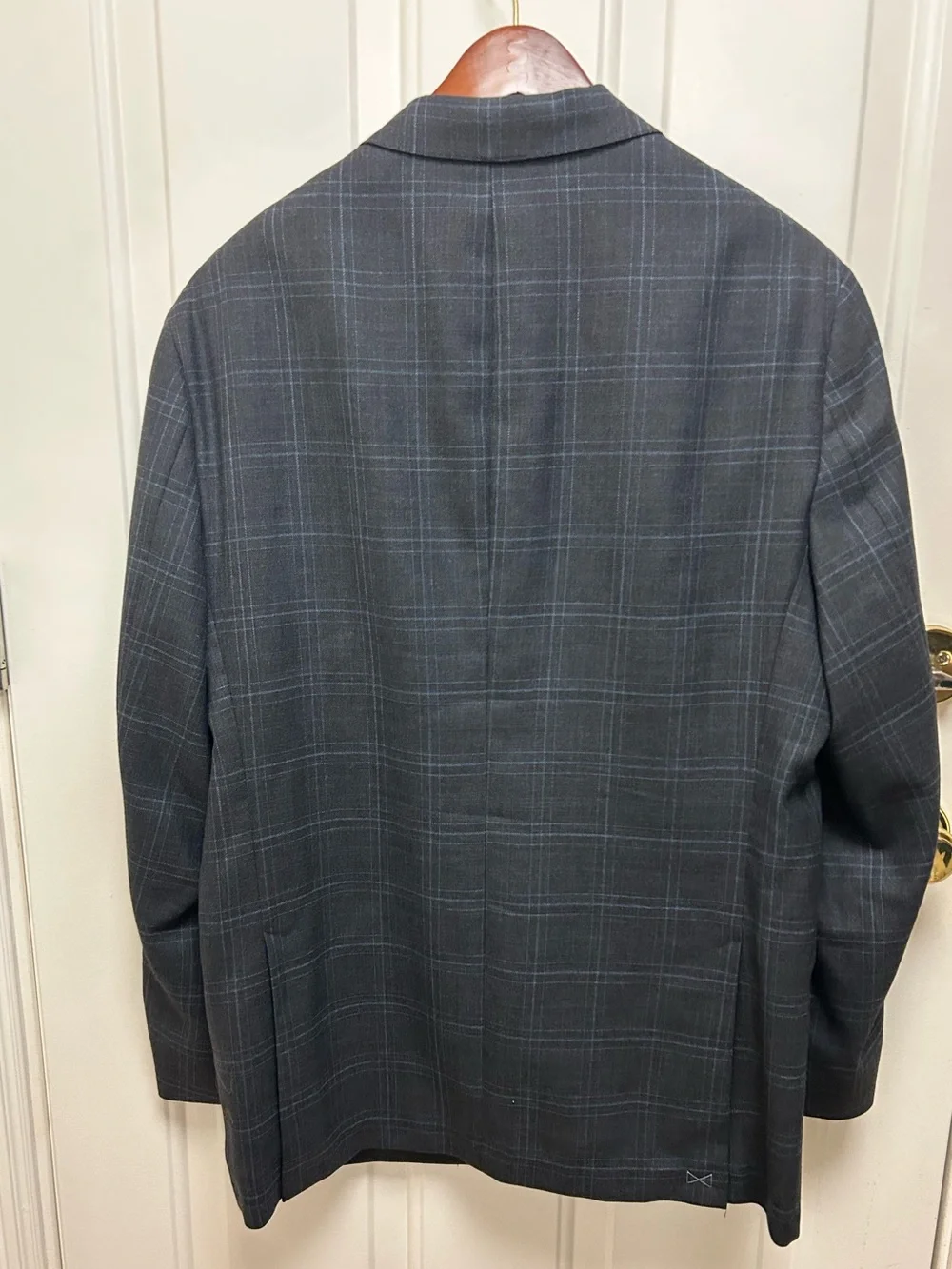 Hart Schaffner Marx Windowpane Sport Coat Blue &Charcoal Windowpane Worsted Wool